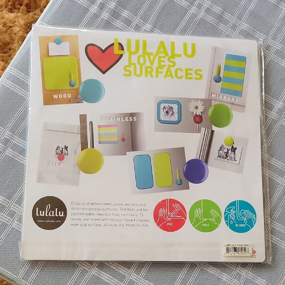 Lulalu Surface Grips 10x10 Stripe Weekly Pad With Colorful Dots
